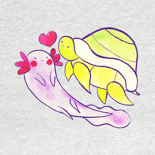 Turtle Axolotl Love by saradaboru